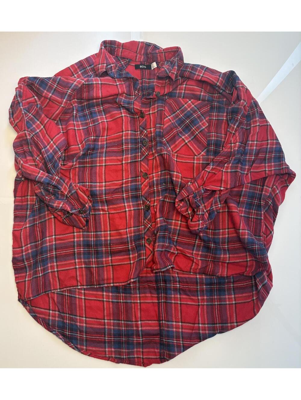 BDG Urban Outfitters Plaid Flannel Soft Button Down Woven- WOMEN M